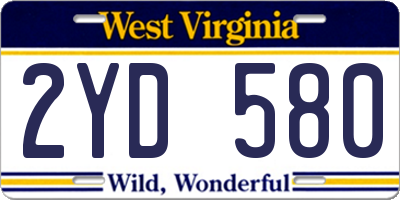 WV license plate 2YD580