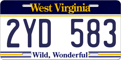 WV license plate 2YD583