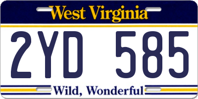 WV license plate 2YD585