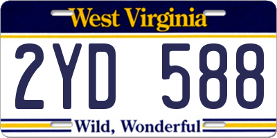WV license plate 2YD588