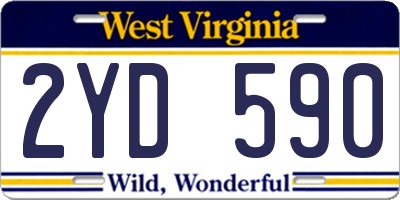 WV license plate 2YD590