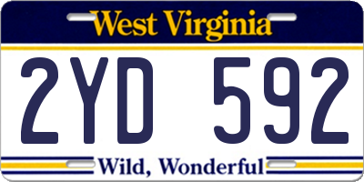 WV license plate 2YD592