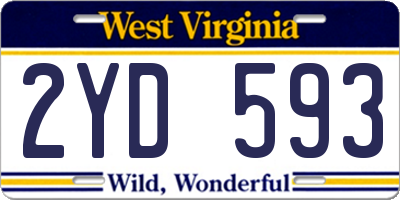 WV license plate 2YD593