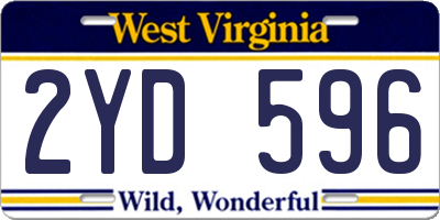 WV license plate 2YD596