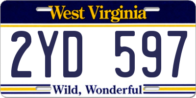 WV license plate 2YD597