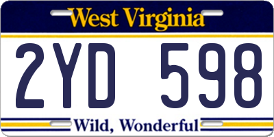 WV license plate 2YD598