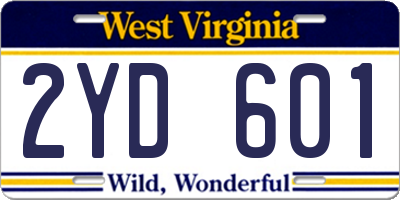 WV license plate 2YD601