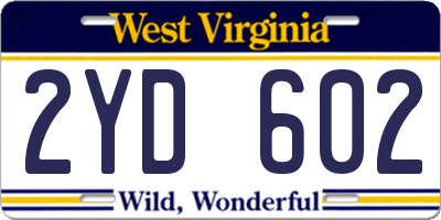 WV license plate 2YD602