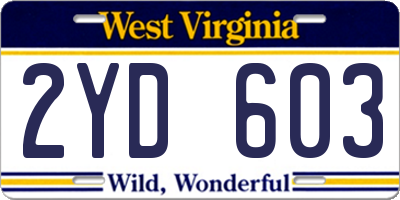 WV license plate 2YD603