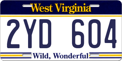 WV license plate 2YD604
