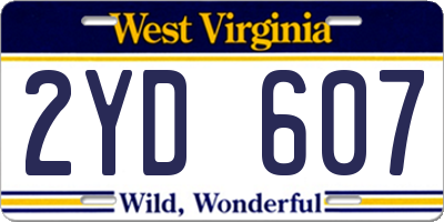 WV license plate 2YD607