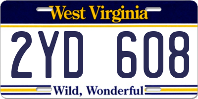 WV license plate 2YD608