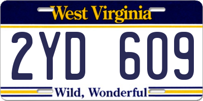 WV license plate 2YD609