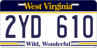 WV license plate 2YD610