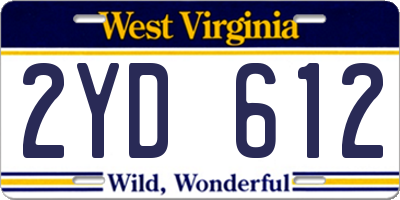 WV license plate 2YD612