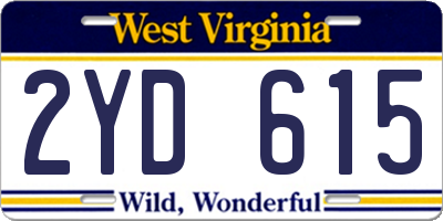 WV license plate 2YD615