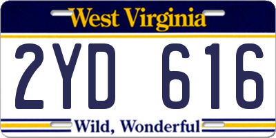 WV license plate 2YD616