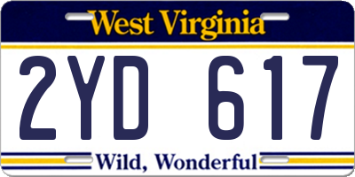 WV license plate 2YD617