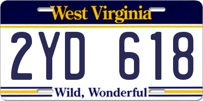 WV license plate 2YD618