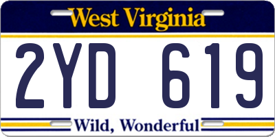 WV license plate 2YD619