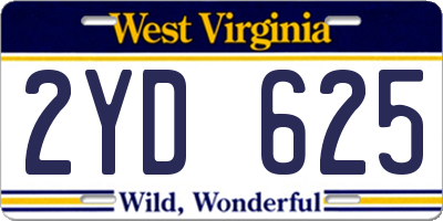 WV license plate 2YD625