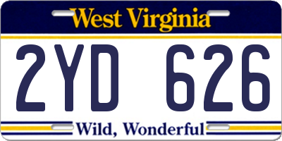 WV license plate 2YD626