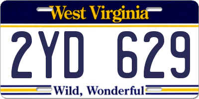 WV license plate 2YD629