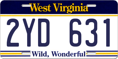 WV license plate 2YD631