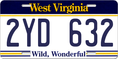 WV license plate 2YD632