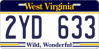 WV license plate 2YD633