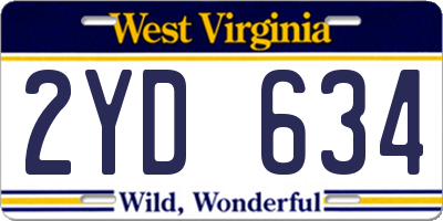 WV license plate 2YD634