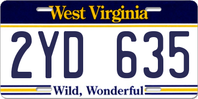 WV license plate 2YD635