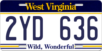 WV license plate 2YD636