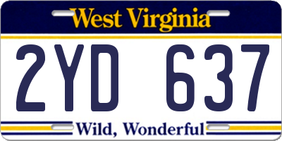 WV license plate 2YD637