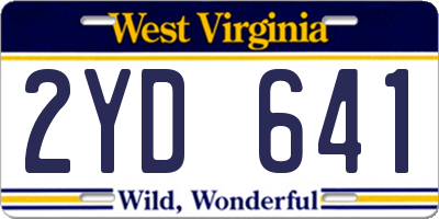 WV license plate 2YD641