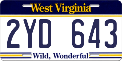 WV license plate 2YD643