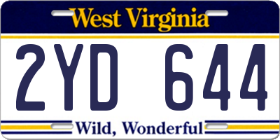 WV license plate 2YD644