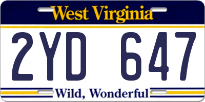 WV license plate 2YD647