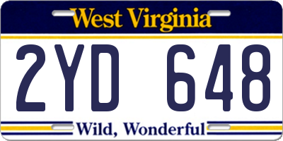 WV license plate 2YD648