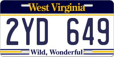 WV license plate 2YD649