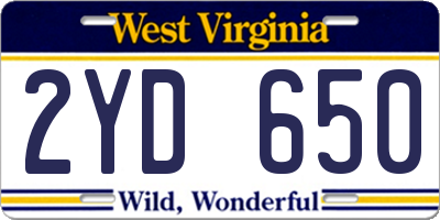 WV license plate 2YD650
