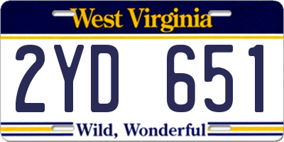 WV license plate 2YD651