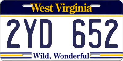 WV license plate 2YD652