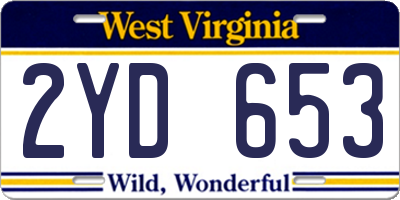 WV license plate 2YD653