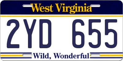 WV license plate 2YD655