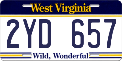 WV license plate 2YD657