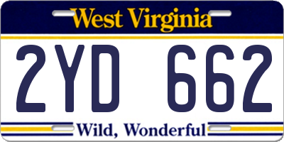 WV license plate 2YD662