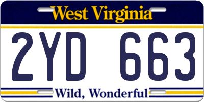 WV license plate 2YD663