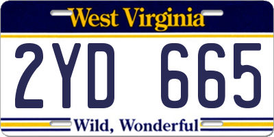 WV license plate 2YD665