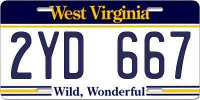 WV license plate 2YD667